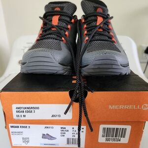 Merrell Men's Moab Edge2 Black/Gray/Orange Hiking Shoes